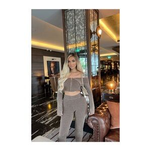 Brown sweater material two piece